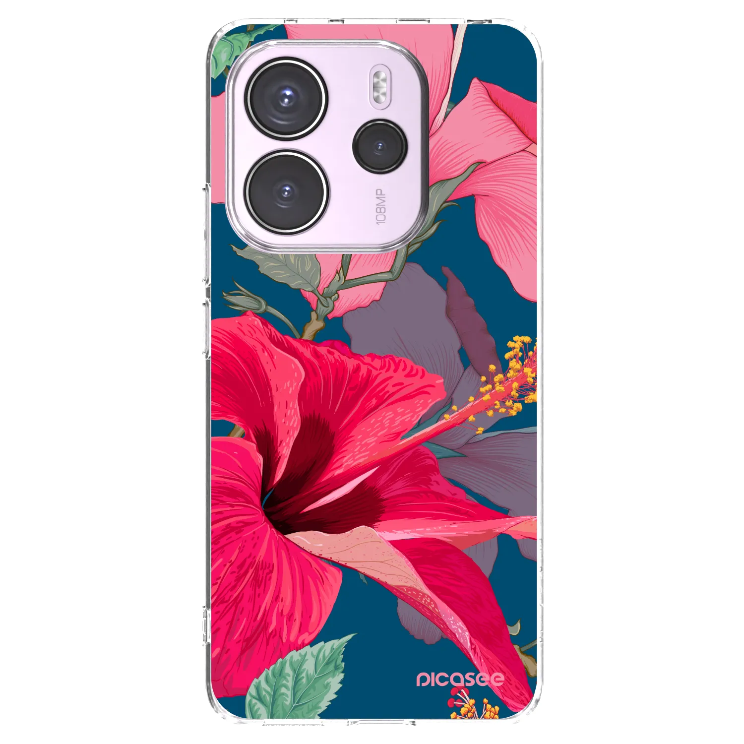 Picasee silikonska prozirna maskica za Xiaomi Redmi Note 14 4G - Hibiscus