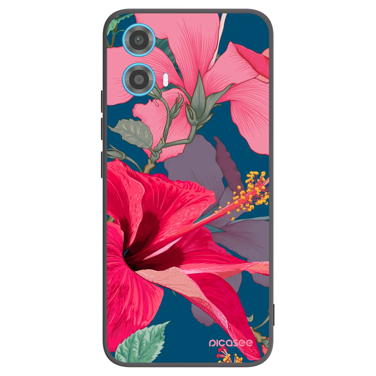 Picasee crna silikonska maskica za Motorola Moto G34 5G - Hibiscus