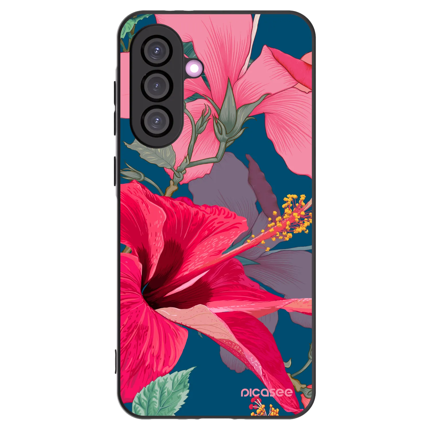 Picasee crna silikonska maskica za Samsung Galaxy A56 5G A566B - Hibiscus