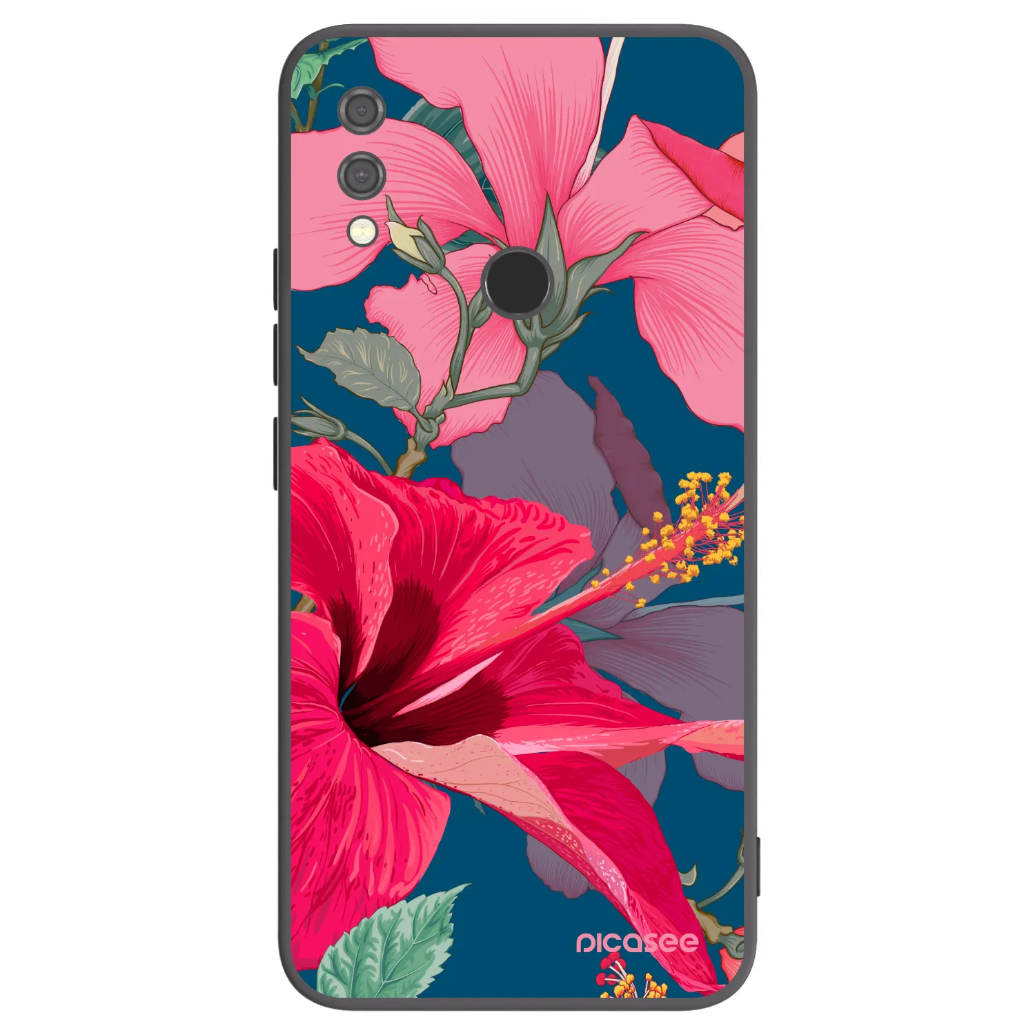 Picasee crna silikonska maskica za Xiaomi Redmi Note 7 - Hibiscus