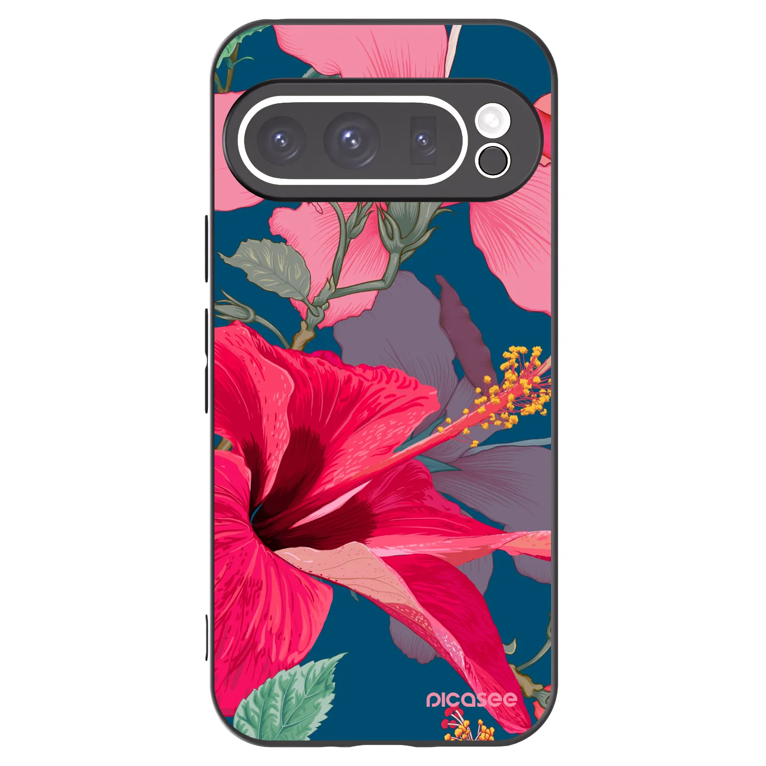 Picasee crna silikonska maskica za Google Pixel 9 Pro - Hibiscus