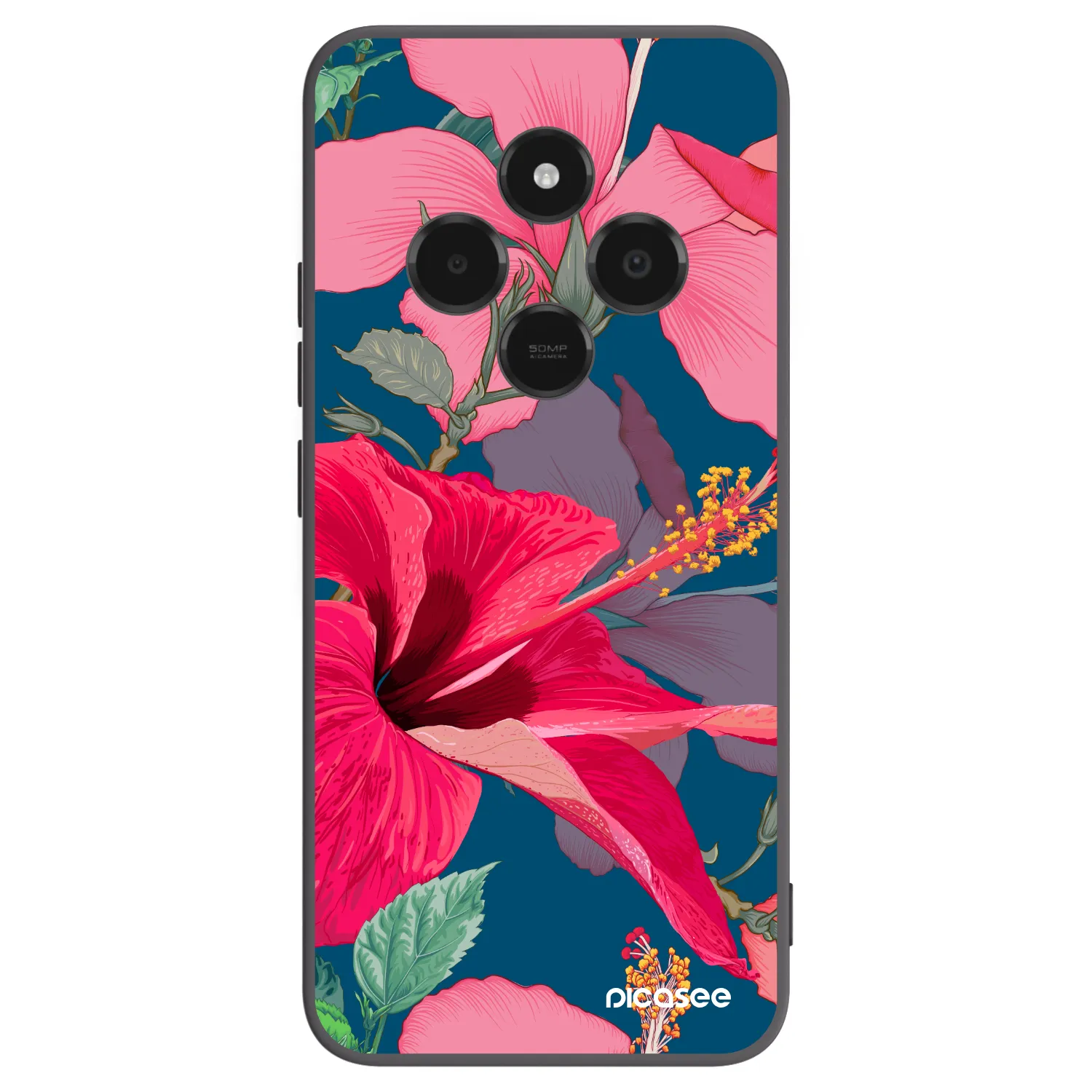 Picasee crna silikonska maskica za Xiaomi Poco C75 - Hibiscus