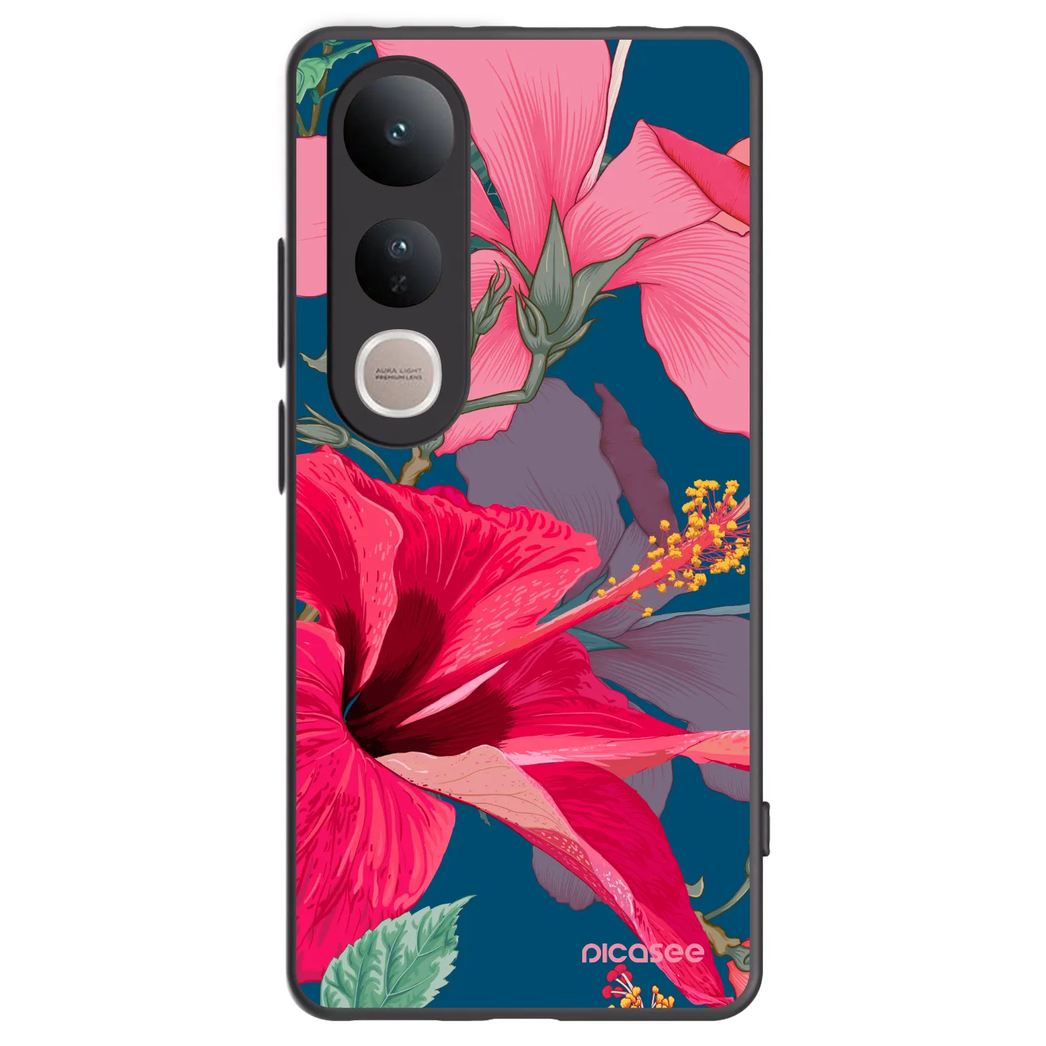 Picasee crna silikonska maskica za Vivo V50 Lite 5G - Hibiscus