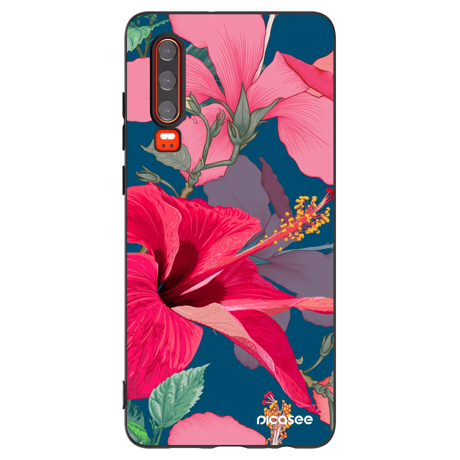 Picasee crna silikonska maskica za Huawei P30 - Hibiscus