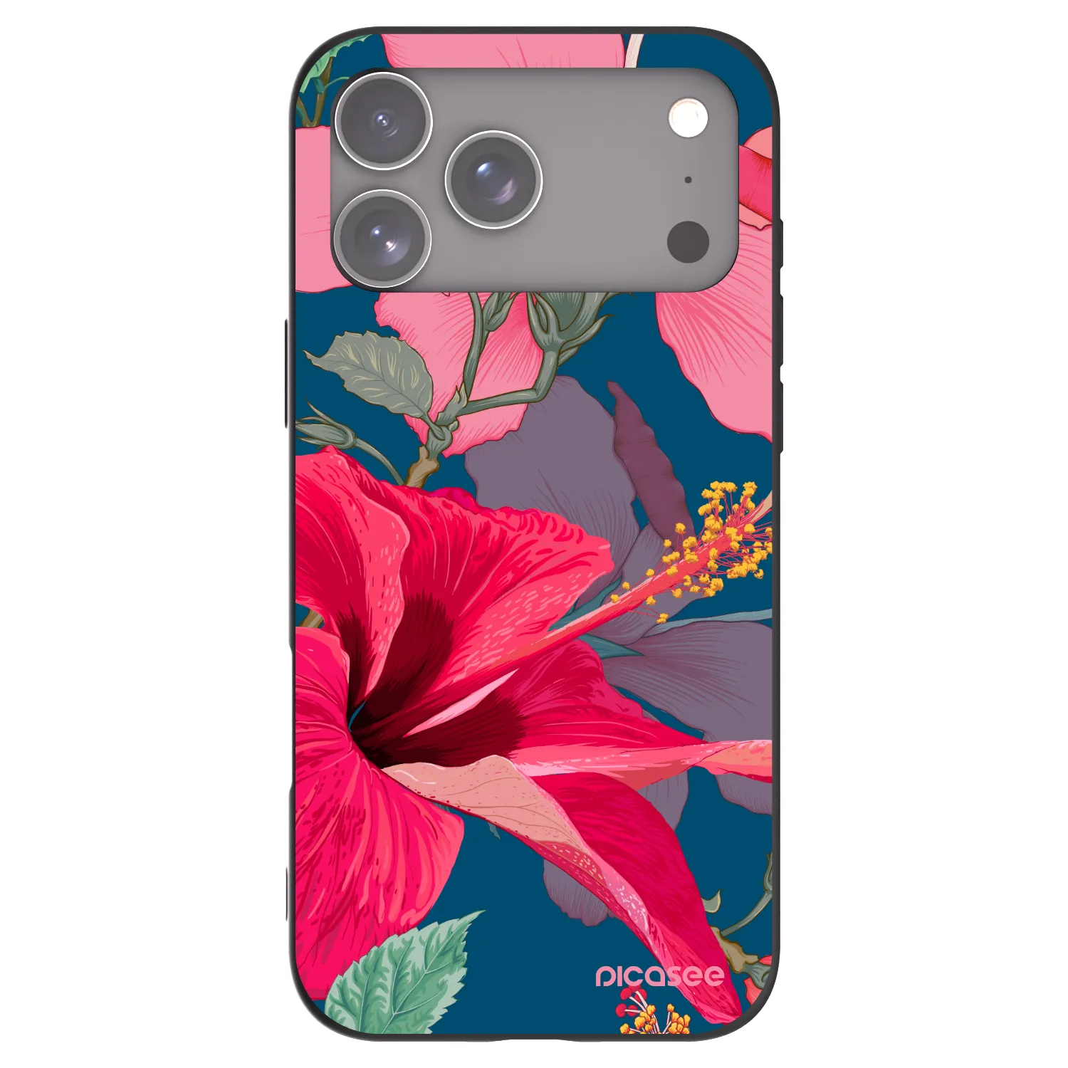 Picasee crna silikonska maskica za Apple iPhone 17 Pro Max - Hibiscus