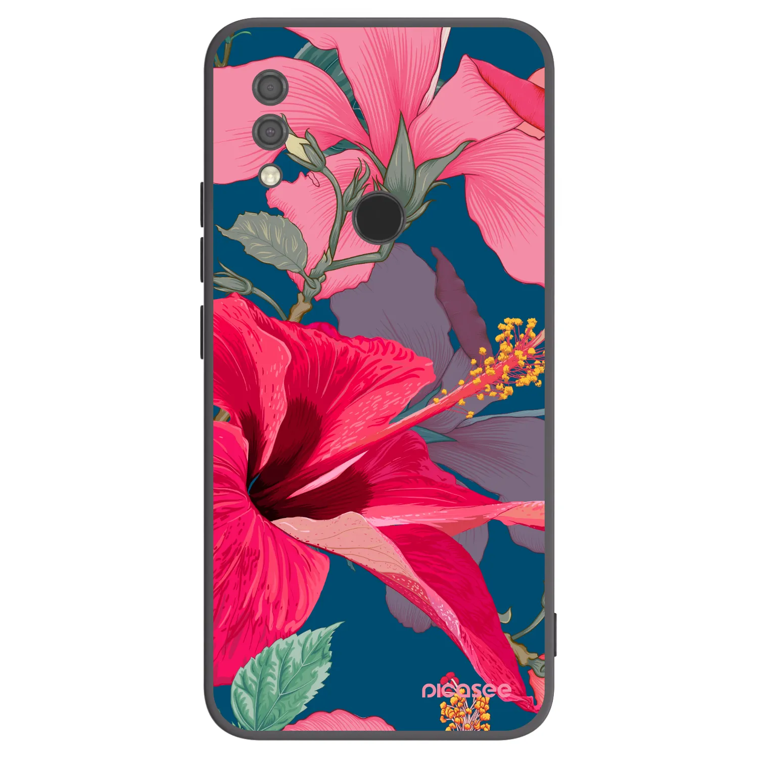 Picasee crna silikonska maskica za Xiaomi Redmi 7 - Hibiscus