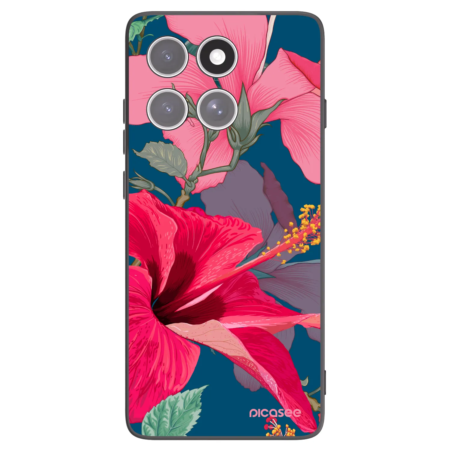 Picasee crna silikonska maskica za Motorola Edge 60 Pro - Hibiscus