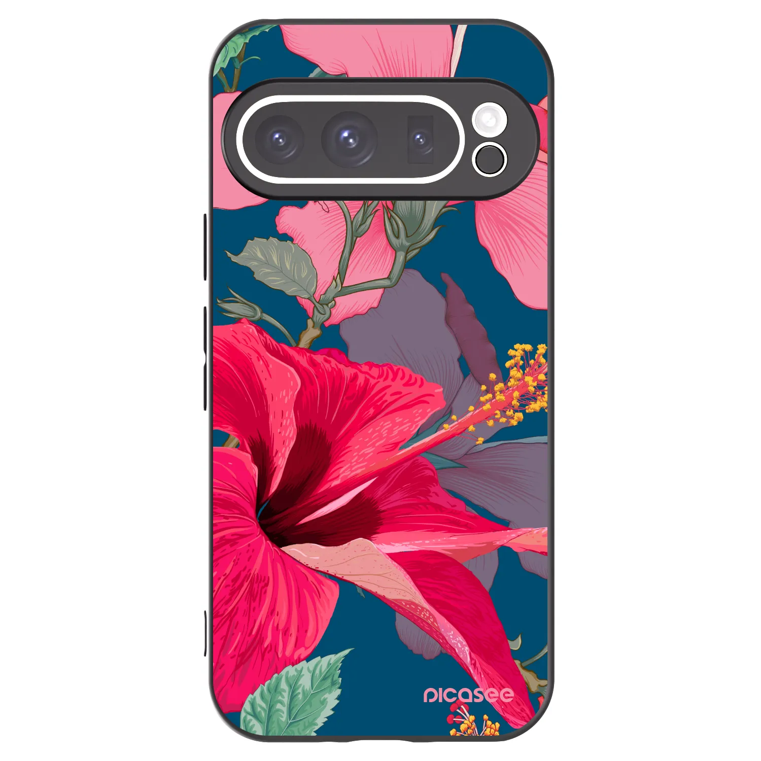 Picasee crna silikonska maskica za Google Pixel 9 Pro XL - Hibiscus