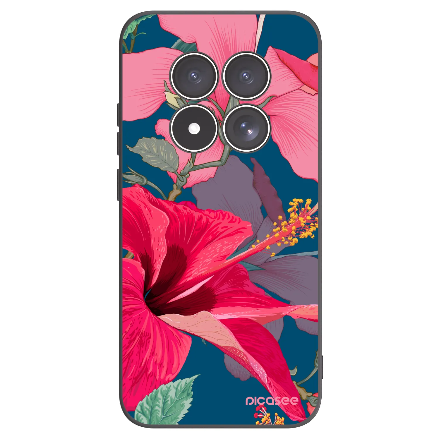 Picasee crna silikonska maskica za Xiaomi Redmi Note 15 Pro 4G - Hibiscus