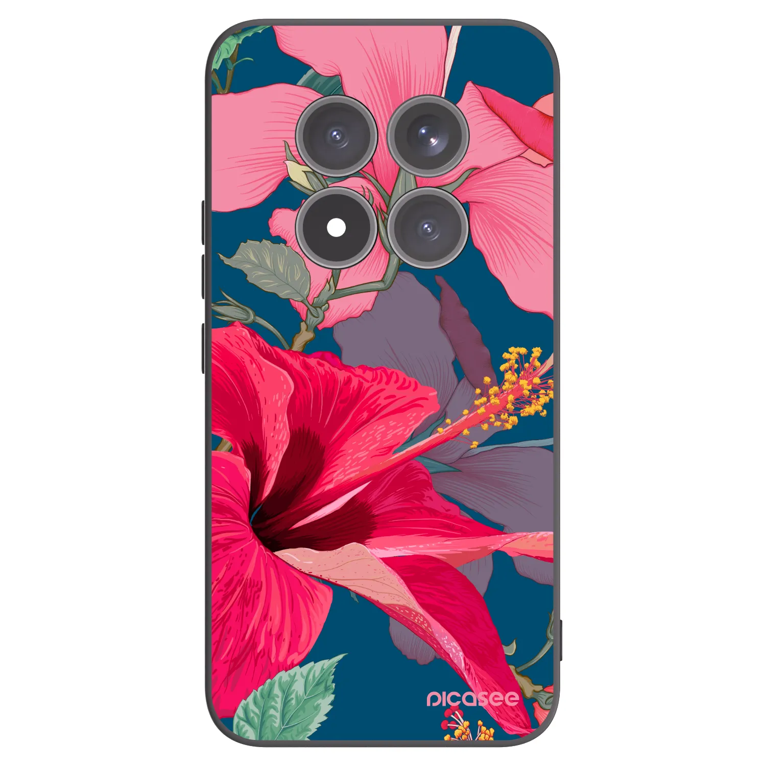 Picasee crna silikonska maskica za Xiaomi Redmi Note 15 Pro+ - Hibiscus