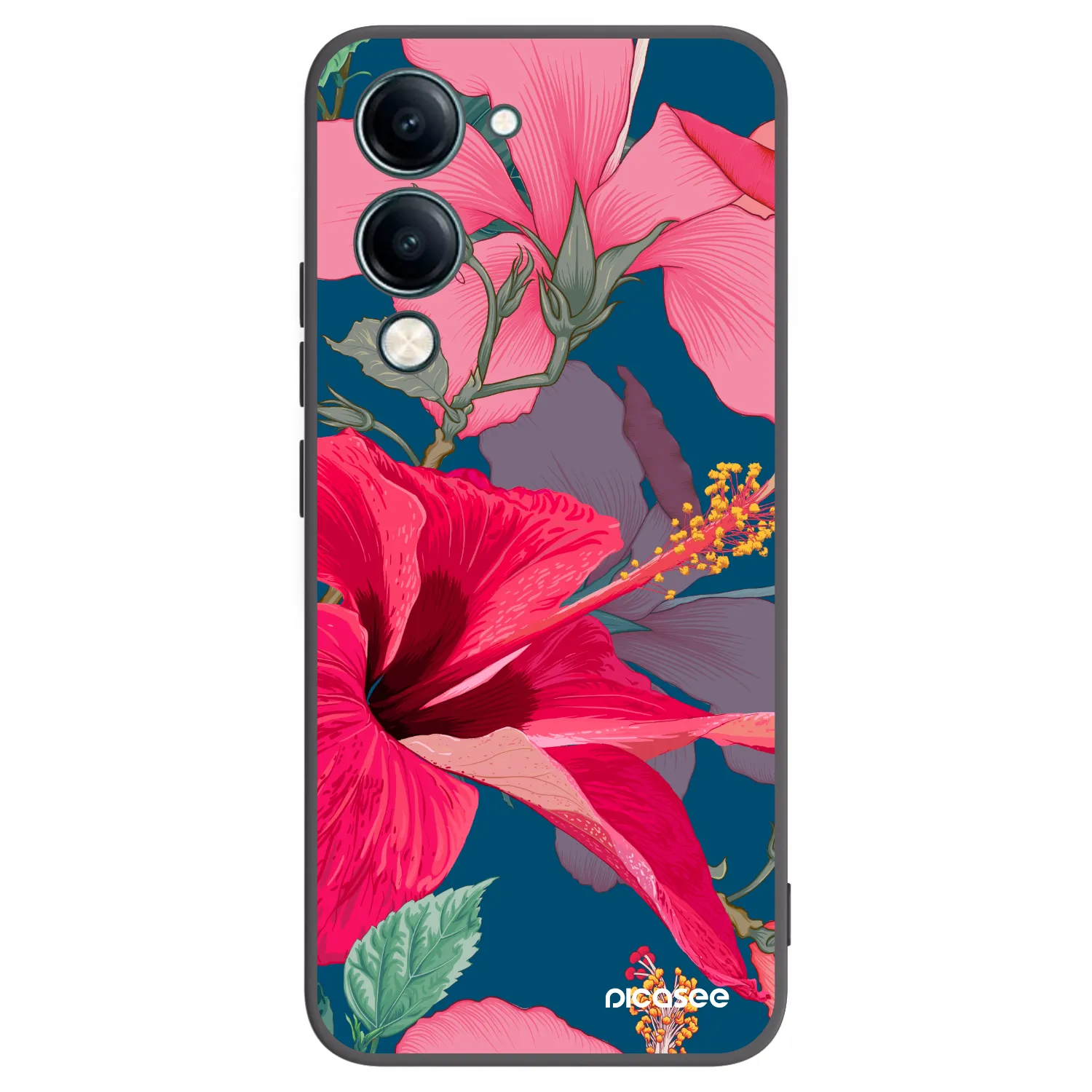 Picasee crna silikonska maskica za Vivo Y29s 5G - Hibiscus