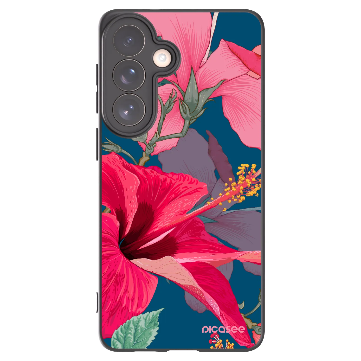 Picasee crna silikonska maskica za Samsung Galaxy S26+ - Hibiscus