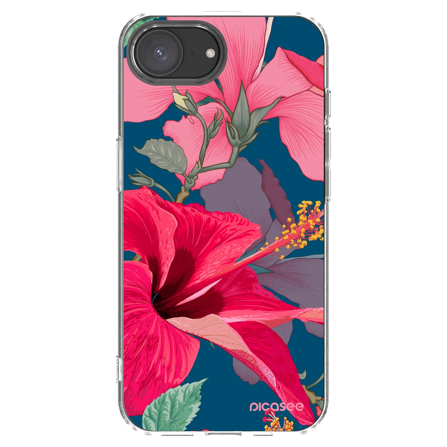 Picasee silikonska prozirna maskica za Apple iPhone 17e - Hibiscus