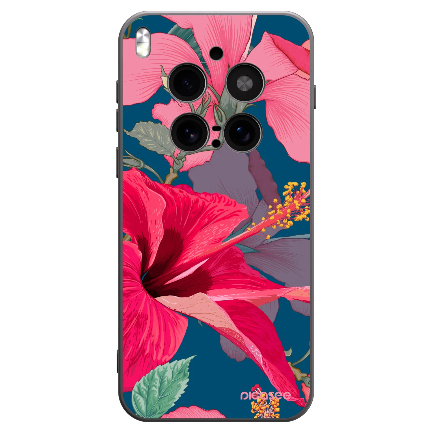 Picasee crna silikonska maskica za Vivo X300 Pro - Hibiscus