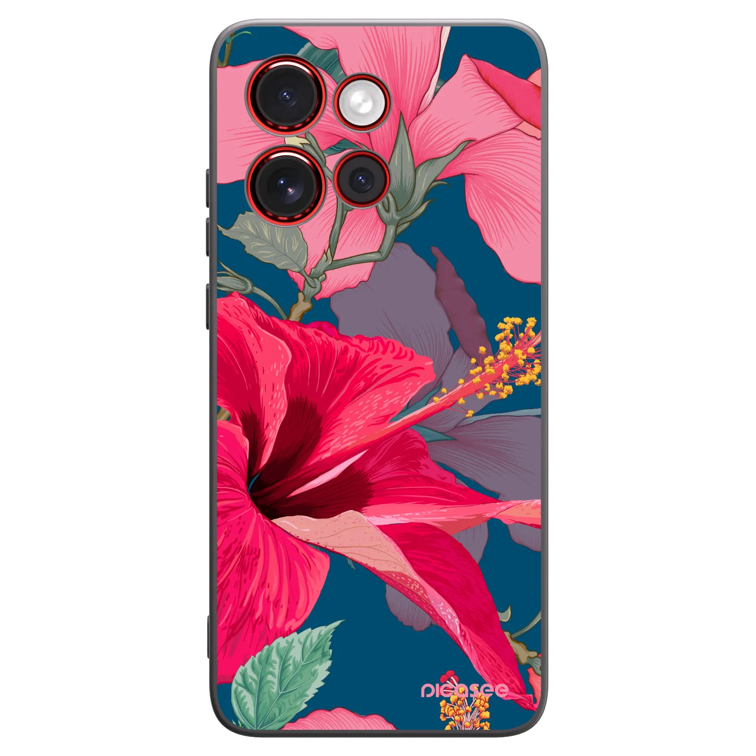 Picasee crna silikonska maskica za Motorola Edge 60 Neo 5G - Hibiscus