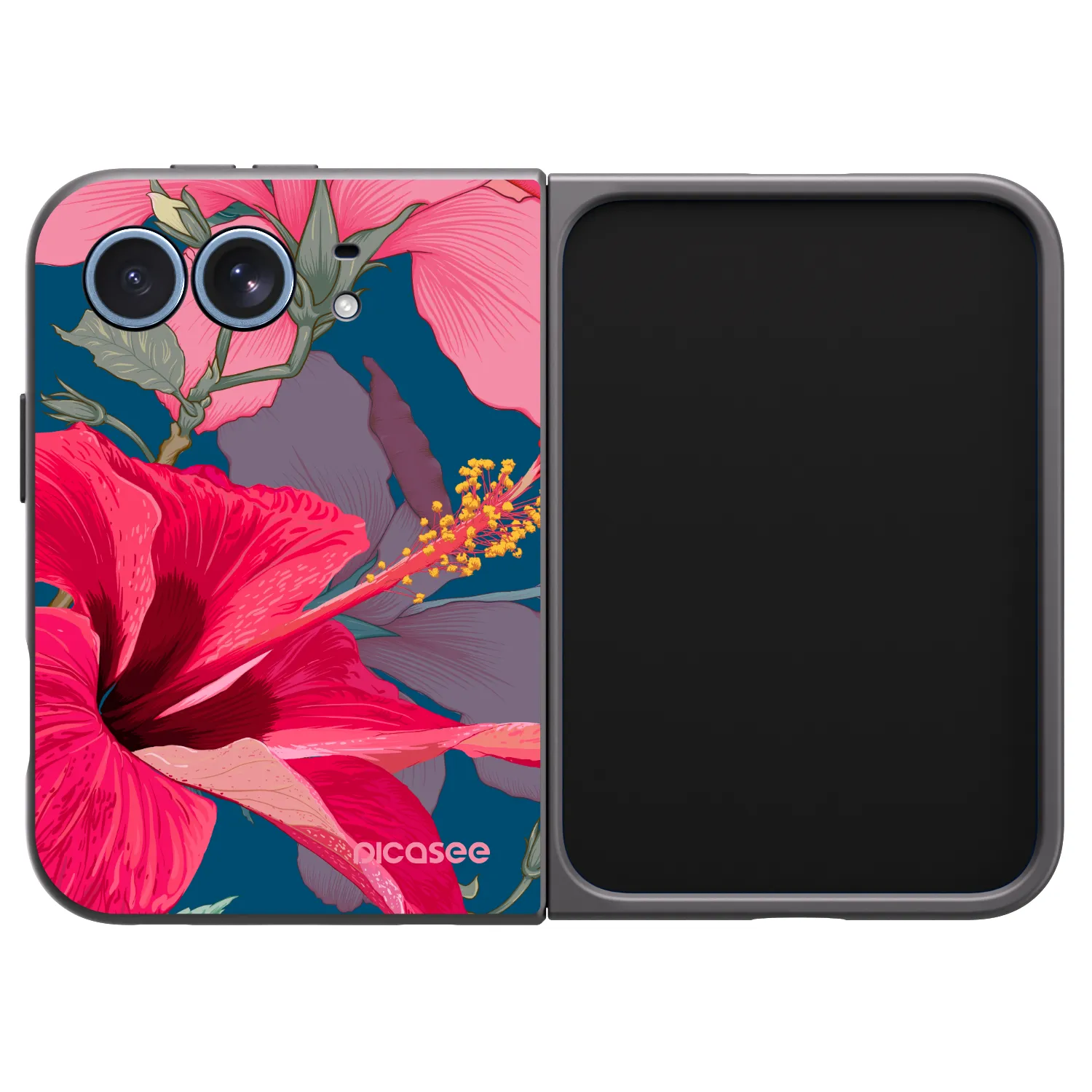 Picasee crna silikonska maskica za Apple iPhone Ultra - Hibiscus