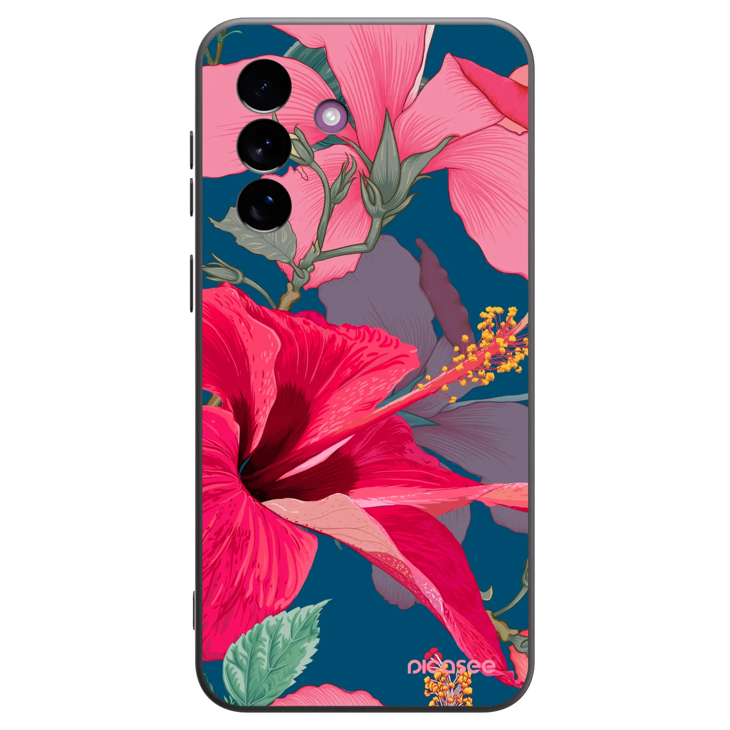 Picasee crna silikonska maskica za Samsung Galaxy A37 - Hibiscus