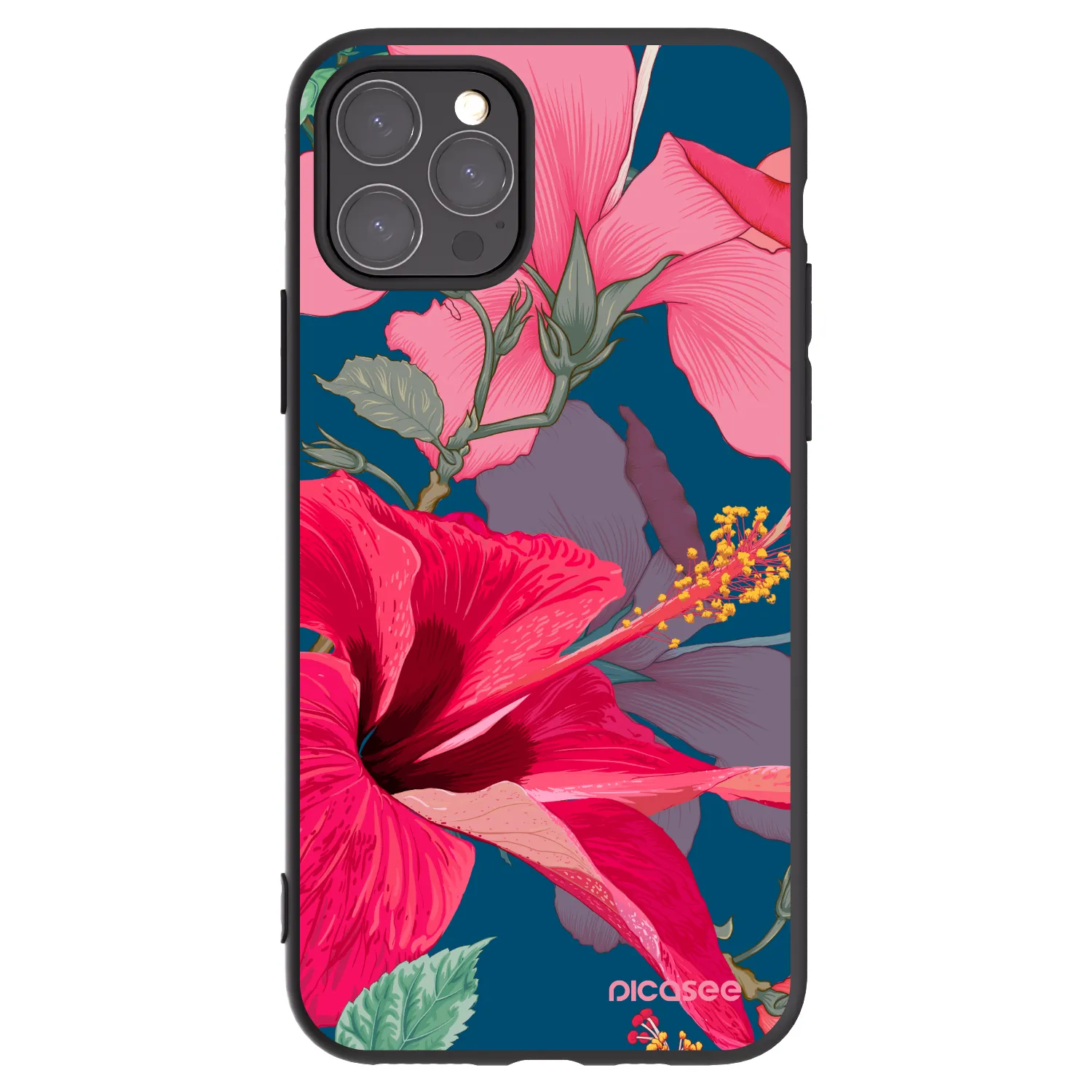 Picasee crna silikonska maskica za Apple iPhone 11 Pro - Hibiscus