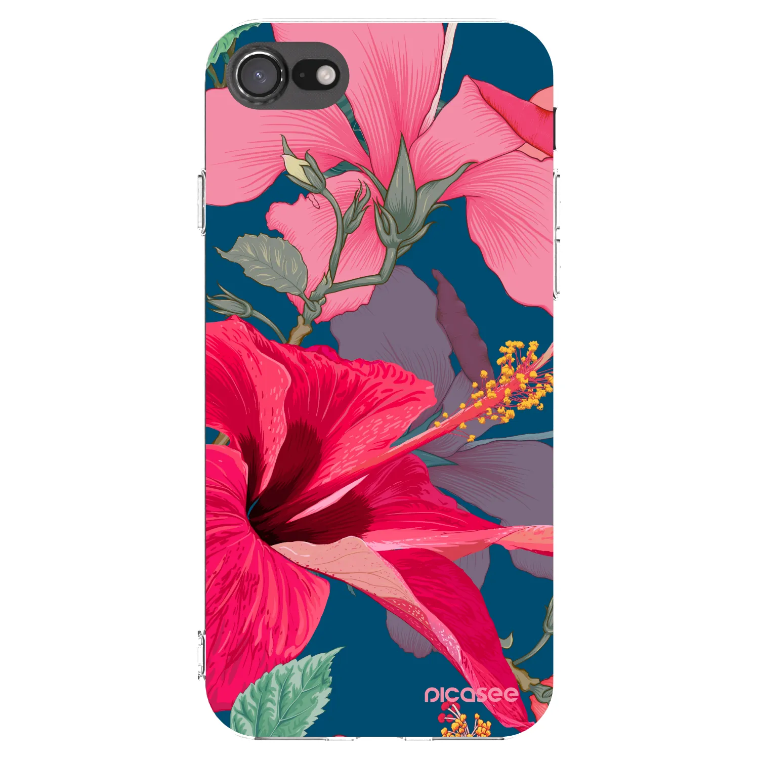 Picasee silikonska prozirna maskica za Apple iPhone 8 - Hibiscus