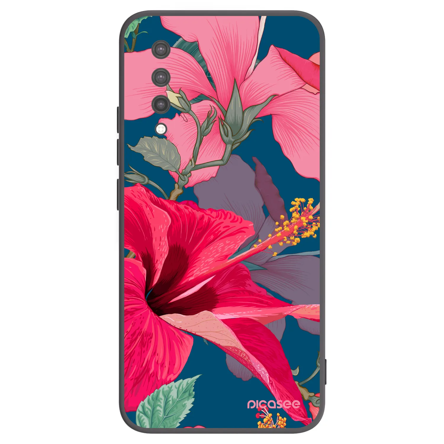 Picasee crna silikonska maskica za Xiaomi Mi 9 Lite - Hibiscus