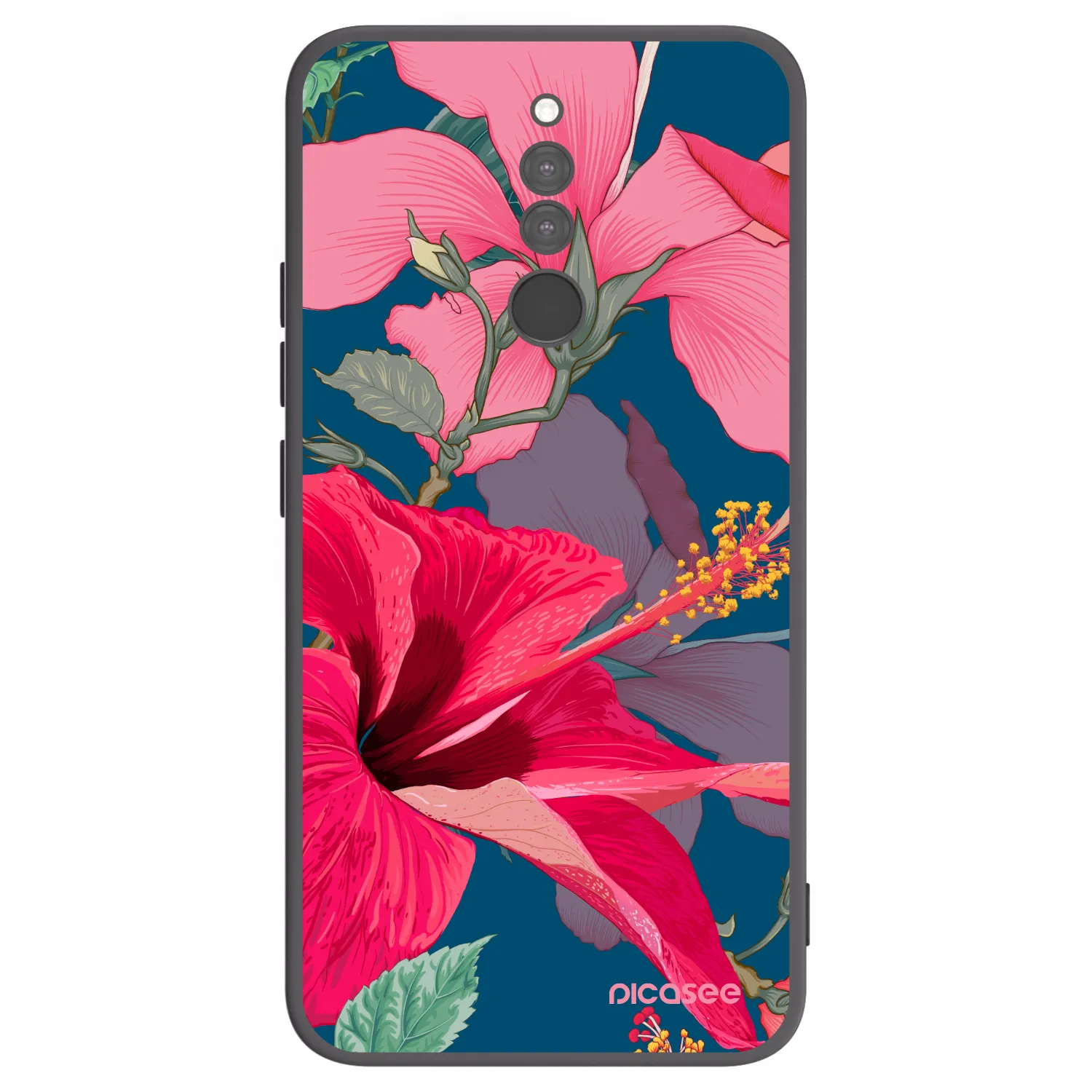 Picasee crna silikonska maskica za Xiaomi Redmi 8 - Hibiscus