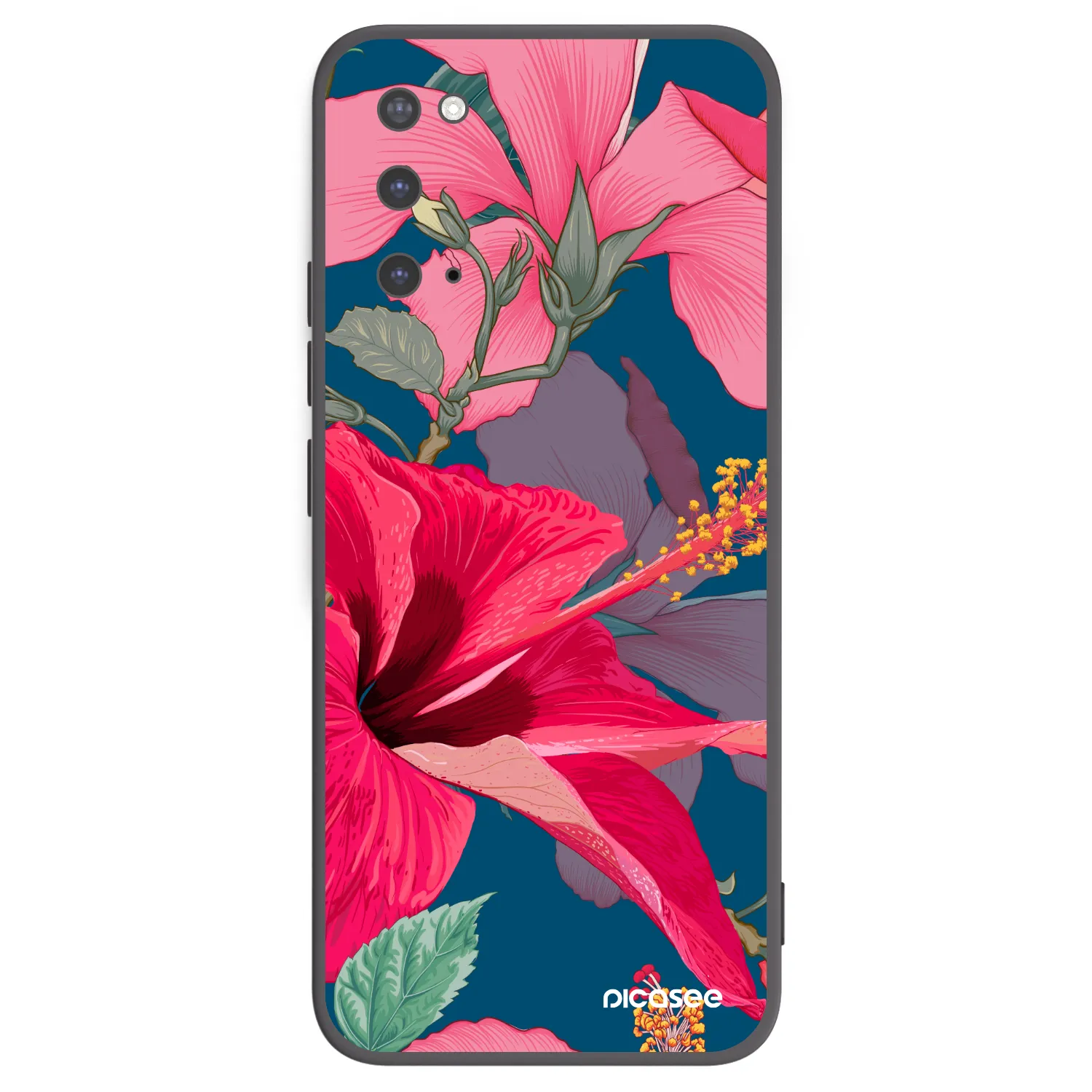 Picasee crna silikonska maskica za Samsung Galaxy S20 G980F - Hibiscus
