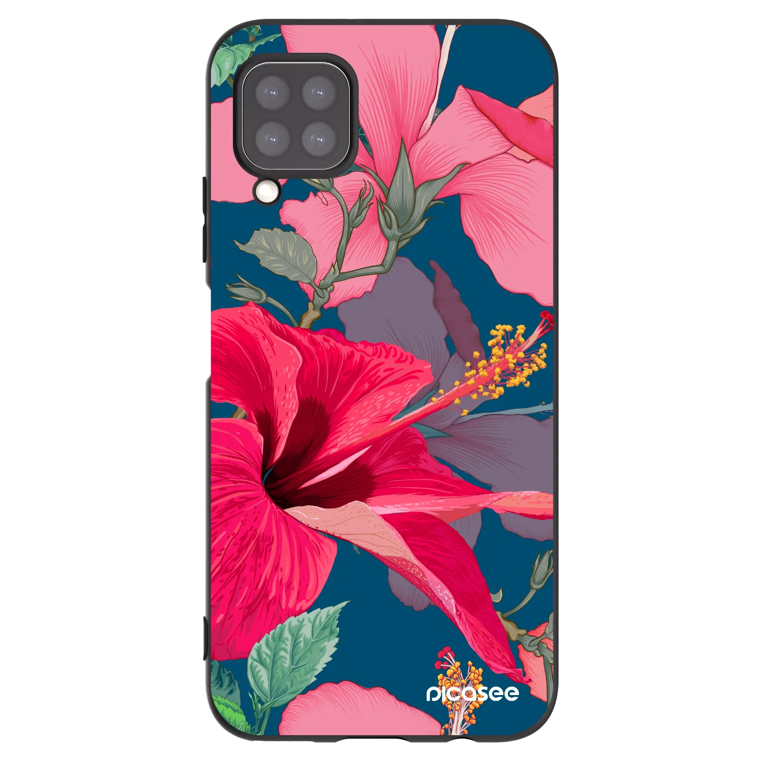 Picasee crna silikonska maskica za Huawei P40 Lite - Hibiscus