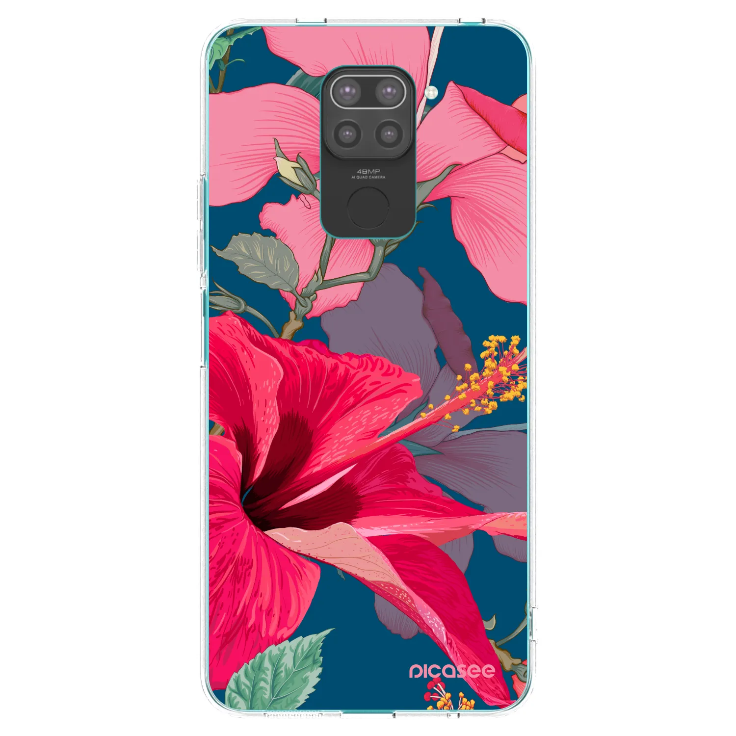 Picasee crna silikonska maskica za Xiaomi Redmi Note 9 - Hibiscus