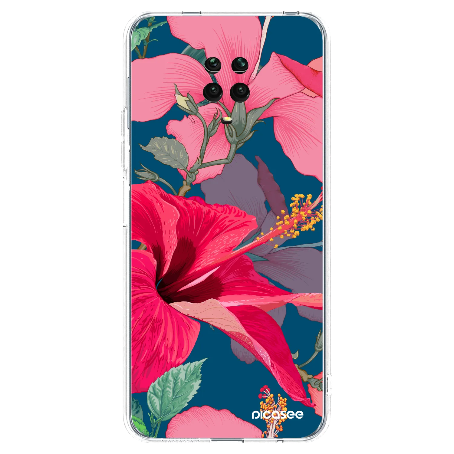 Picasee silikonska prozirna maskica za Xiaomi Redmi Note 9S - Hibiscus