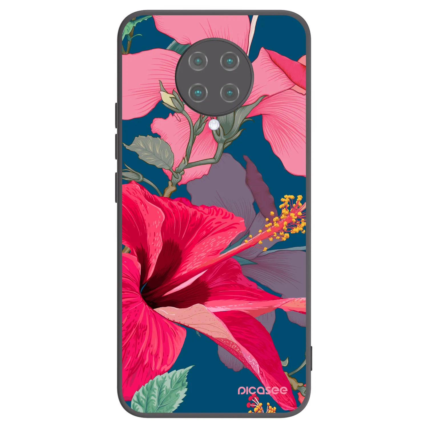 Picasee crna silikonska maskica za Xiaomi Poco F2 Pro - Hibiscus