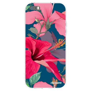 Picasee silikonska prozirna maskica za Apple iPhone 5/5S/SE - Hibiscus