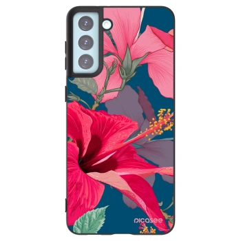 Picasee crna silikonska maskica za Samsung Galaxy S21+ 5G G996F - Hibiscus