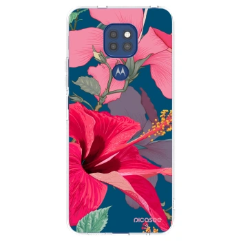 Picasee silikonska prozirna maskica za Motorola Moto G9 Play - Hibiscus