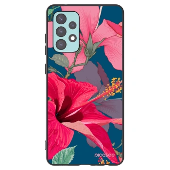 Picasee crna silikonska maskica za Samsung Galaxy A72 A725F - Hibiscus
