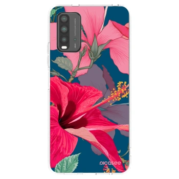 Picasee crna silikonska maskica za Xiaomi Redmi 9T - Hibiscus