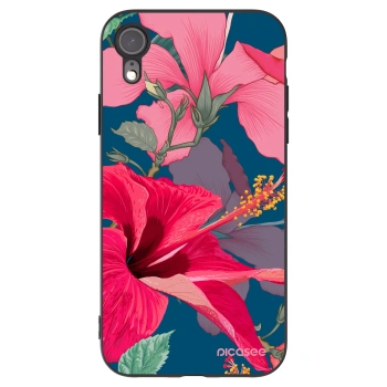Picasee crna silikonska maskica za Apple iPhone XR - Hibiscus