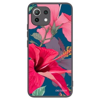 Picasee crna silikonska maskica za Xiaomi 11 Lite 5G NE - Hibiscus