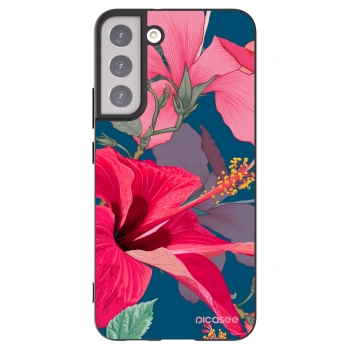 Picasee crna silikonska maskica za Samsung Galaxy S22+ 5G - Hibiscus