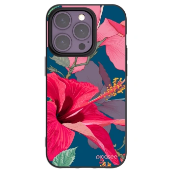 Picasee crna silikonska maskica za Apple iPhone 14 Pro - Hibiscus