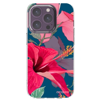 Picasee silikonska prozirna maskica za Apple iPhone 14 Pro - Hibiscus