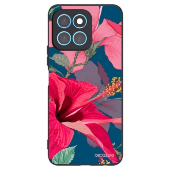 Picasee crna silikonska maskica za Honor X8 5G - Hibiscus