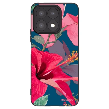 Picasee crna silikonska maskica za Honor X8a - Hibiscus