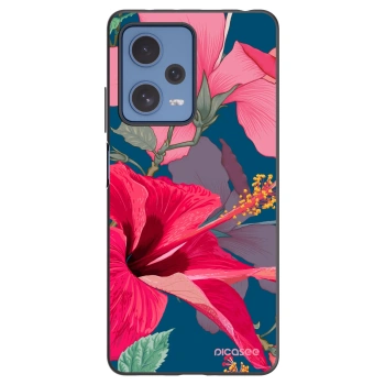 Picasee crna silikonska maskica za Xiaomi Redmi Note 12 Pro 5G - Hibiscus