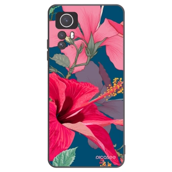 Picasee crna silikonska maskica za Xiaomi Redmi Note 12S - Hibiscus