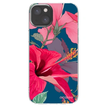 Picasee silikonska prozirna maskica za Apple iPhone 15 Plus - Hibiscus