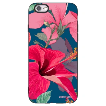 Picasee crna silikonska maskica za Apple iPhone 6/6S - Hibiscus