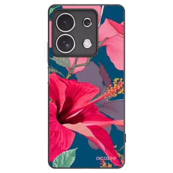 Picasee crna silikonska maskica za Xiaomi Redmi Note 13 4G - Hibiscus