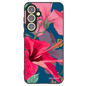 Picasee crna silikonska maskica za Samsung Galaxy S24 FE S721B - Hibiscus