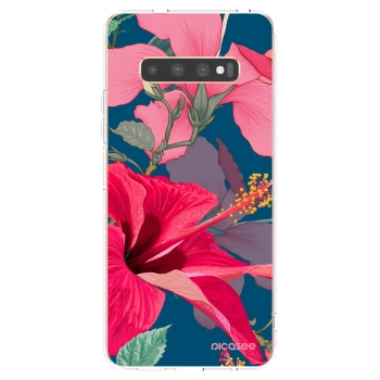Picasee silikonska prozirna maskica za Samsung Galaxy S10 Plus G975 - Hibiscus