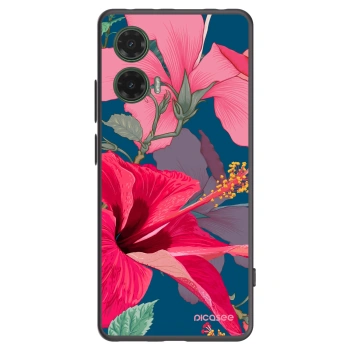 Picasee crna silikonska maskica za Motorola Moto G35 5G - Hibiscus